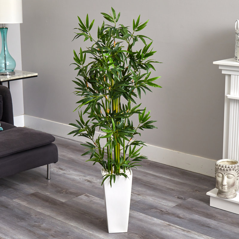54 " H Faux Bamboo Tree in Ceramic Planter