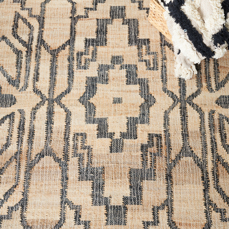 Augst Natural Fiber Flat Weave Jute Southwestern Rug, Rectangle 8' x 10'