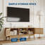 Meuble télé pour téléviseur de 50 po ou moins, meuble audio-vidéo moderne Mid-Century avec portes de rangement cannelées et tablettes ouvertes, console média en bois pour le salon et la chambre à coucher