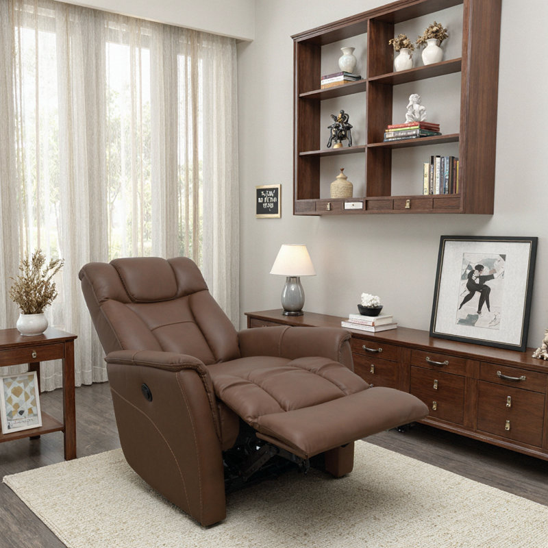 Fauteuil inclinable électrique de luxe avec appui-tête réglable et repose-pieds à bouton-poussoir - Un confort haut de gamme pour chaque maison
