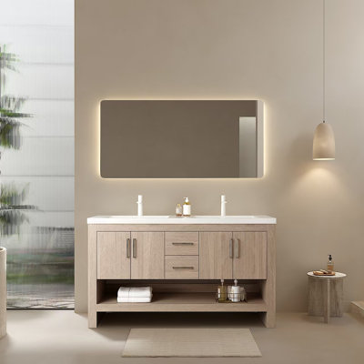 Meuble-lavabo double 60 po avec plateau en acrylique Akosh
