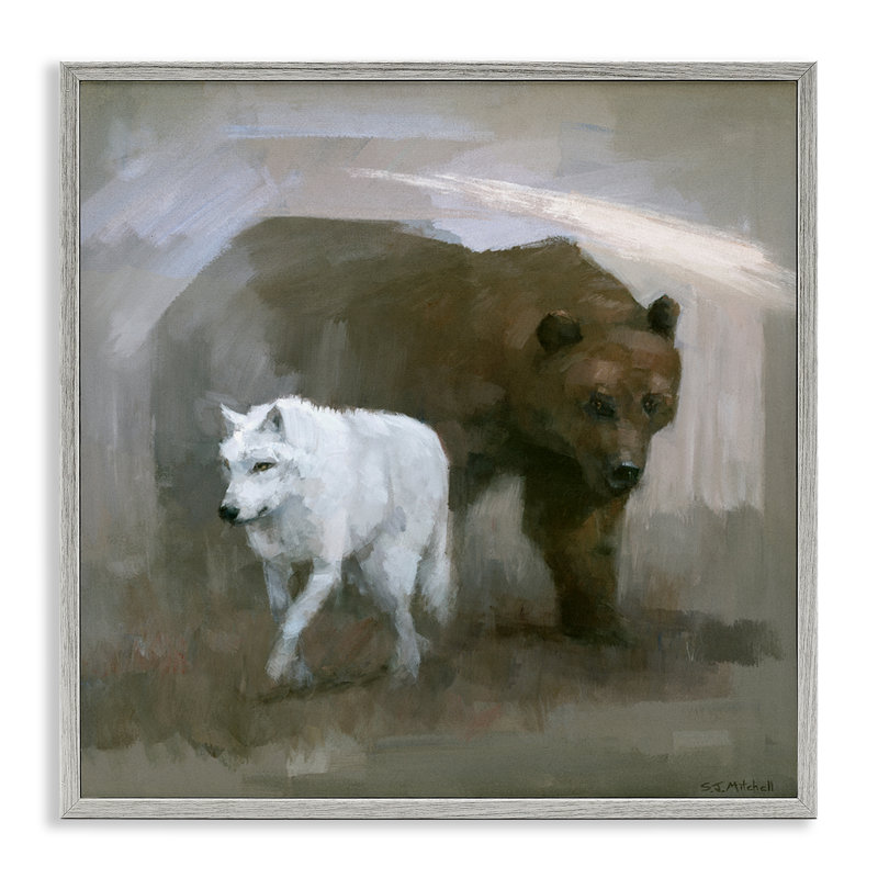 «Wolf & Bear Impression», estampe numérique par Stephen Mitchell, H 12 po x l 12 po, Estampe numérique Farmhouse