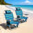 Two-Pack Adult Outdoor Beach Chairs Fold Flat And Portable Equipped With Cup Holder Towel Rack Zipper Pocket Ocean Striped