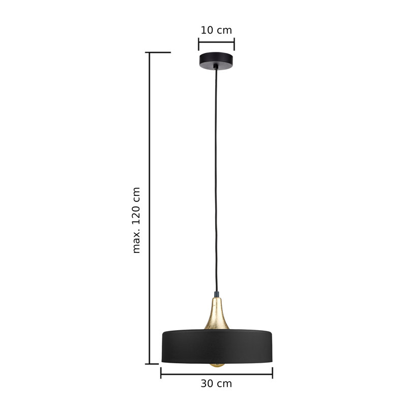 Aristomache 1 - Light Drum Pendant, Black/Gold