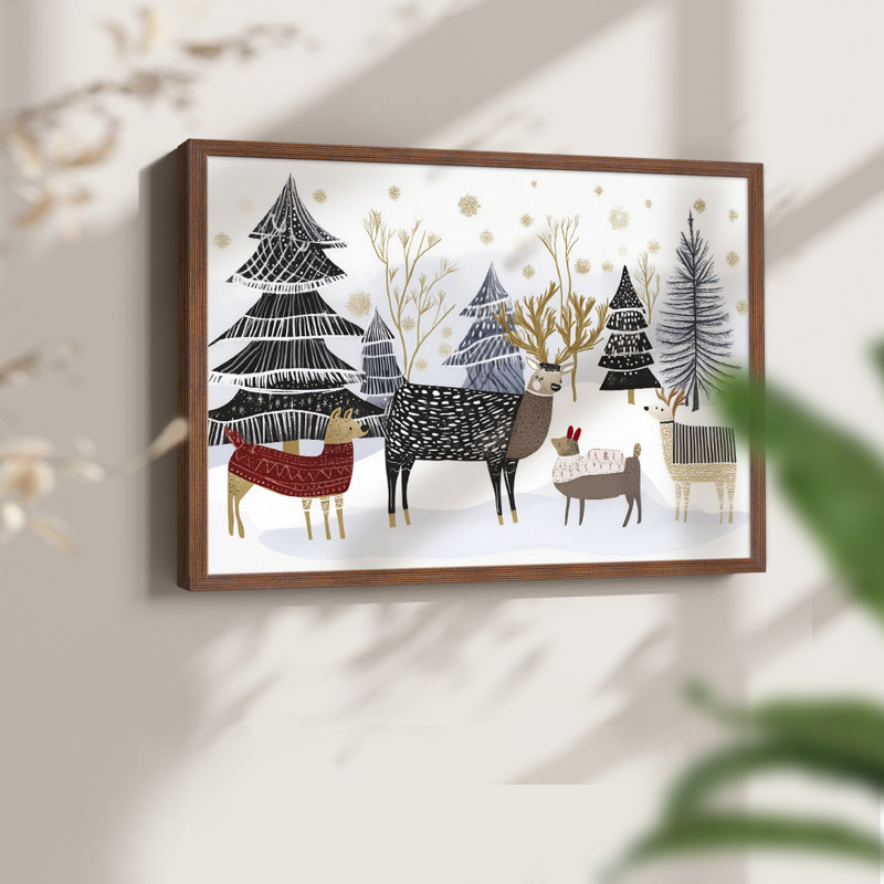 Chirstmas Art-CDLXV - Reproduction encadrée - Restickable, H 16 po x l 20 po, Noyer