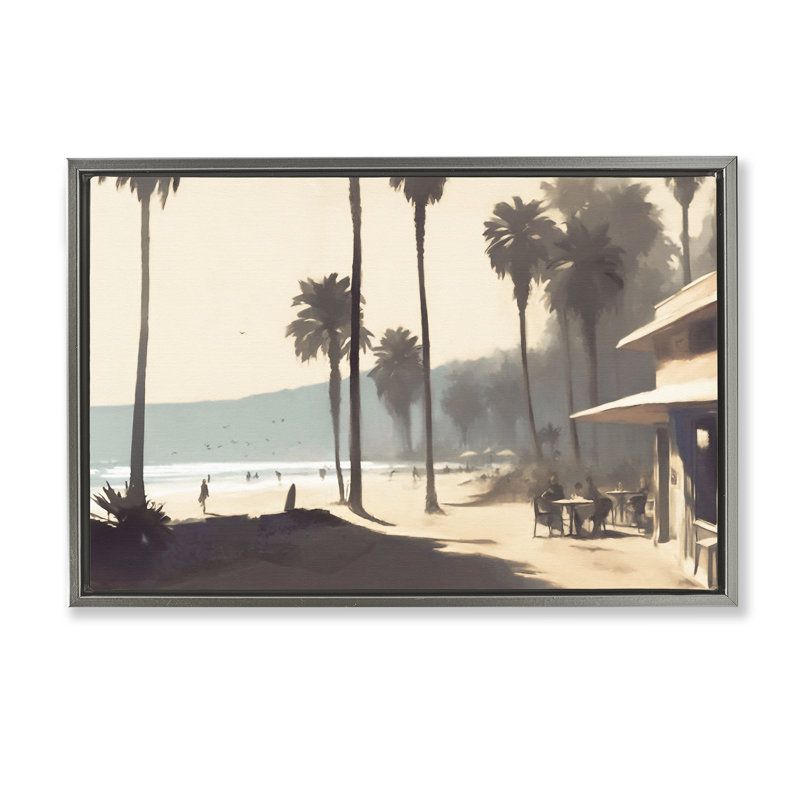  Toile flottante encadrée «Pink Canopy Beach» par Noah Bay, H 17 po x l 25 po, Cadre flottant gris lustré