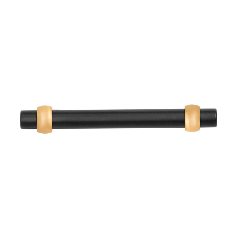 Ostia Collection Pull, 3 3/4", Matte Black/Brushed Golden Brass