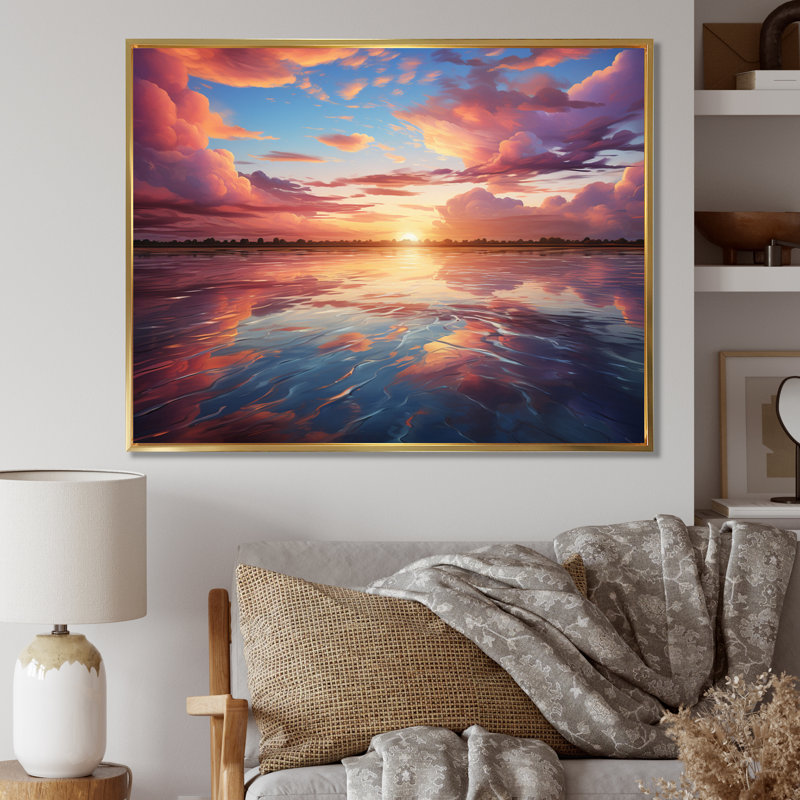 «Sky Celestial Whispers III», reproduction sur toile, Cadre flottant doré, H 34 po x l 44 po x P 1,5 po