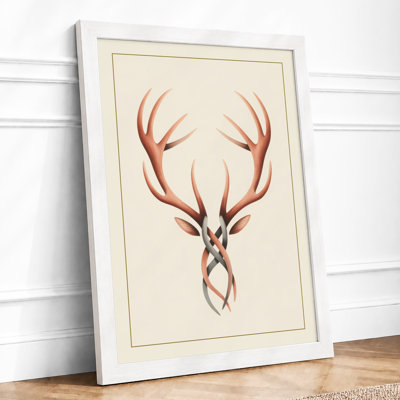 Antlers in Terracotta Botanical - Framed Print