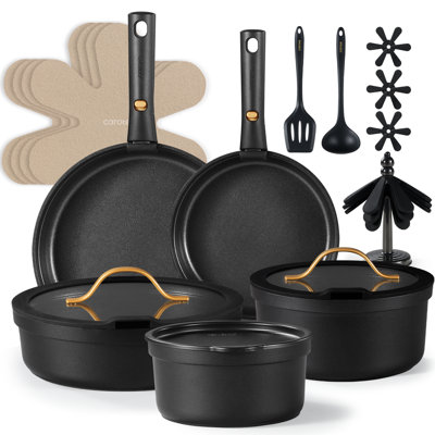 Carote X Leila  Premium 20-piece Cookware Set, Nonstick Set With Versatile Detachable Handle, Oven/dishwasher/fridge Safe, Induction Rv Set