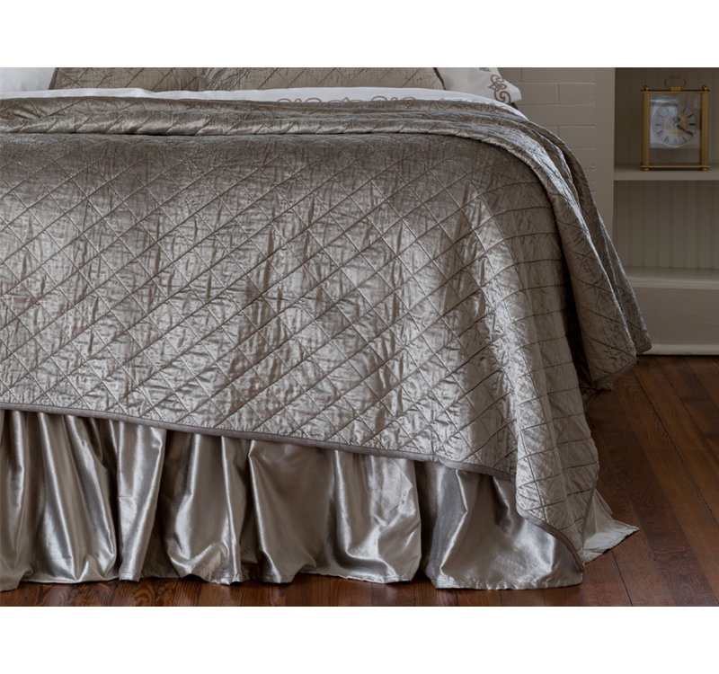Chloe Modern & Contemporary Velvet Coverlet, King , Fawn
