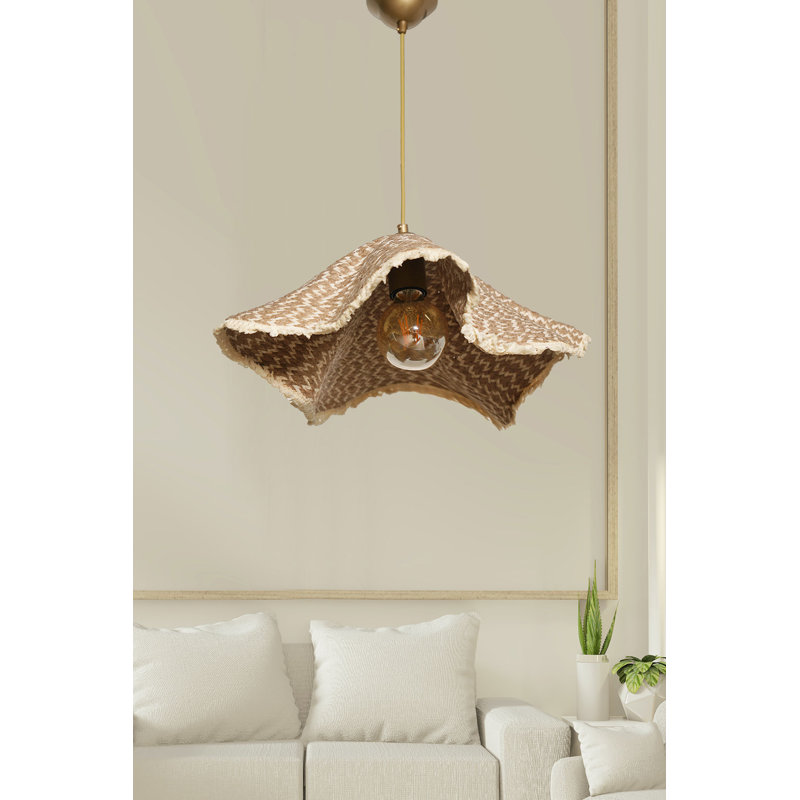 Superbe lustre bohémien, écru et brun, 17,3 po de diamètre x 21,3 po de hauteur | Corps en plastique durable, capuchon en coton | Douille E 27, 40 W maximum | Parfait pour les décorations champêtres glamour et les solutions d'éclairage élégantes
