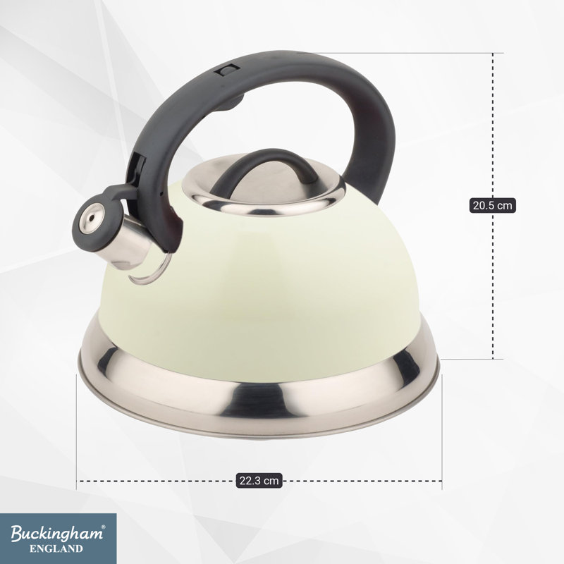 Buckingham Whistling Kettle Stovetop Stainless Steel Induction Compatible 3 Litres