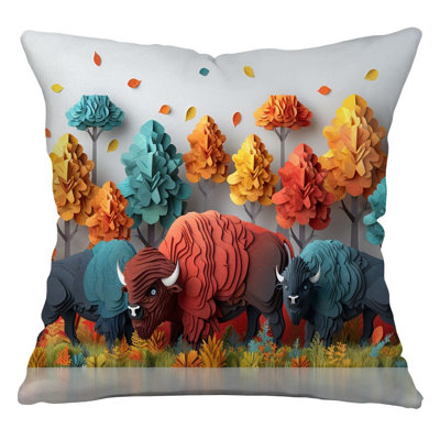 Cotton Blend Reversible Throw Pillow