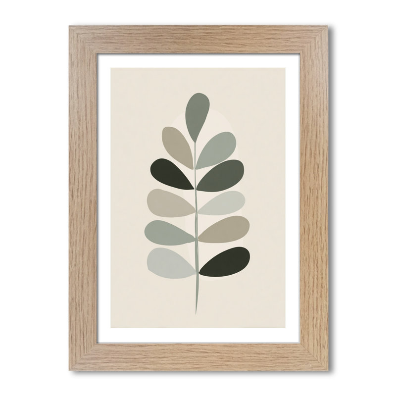 Nordic Fern Wall Art - Minimal Scandinavian Botanical Home Decor, Abstract Sage & Beige Composition, Giclee Art Print 1 Piece Wall Art