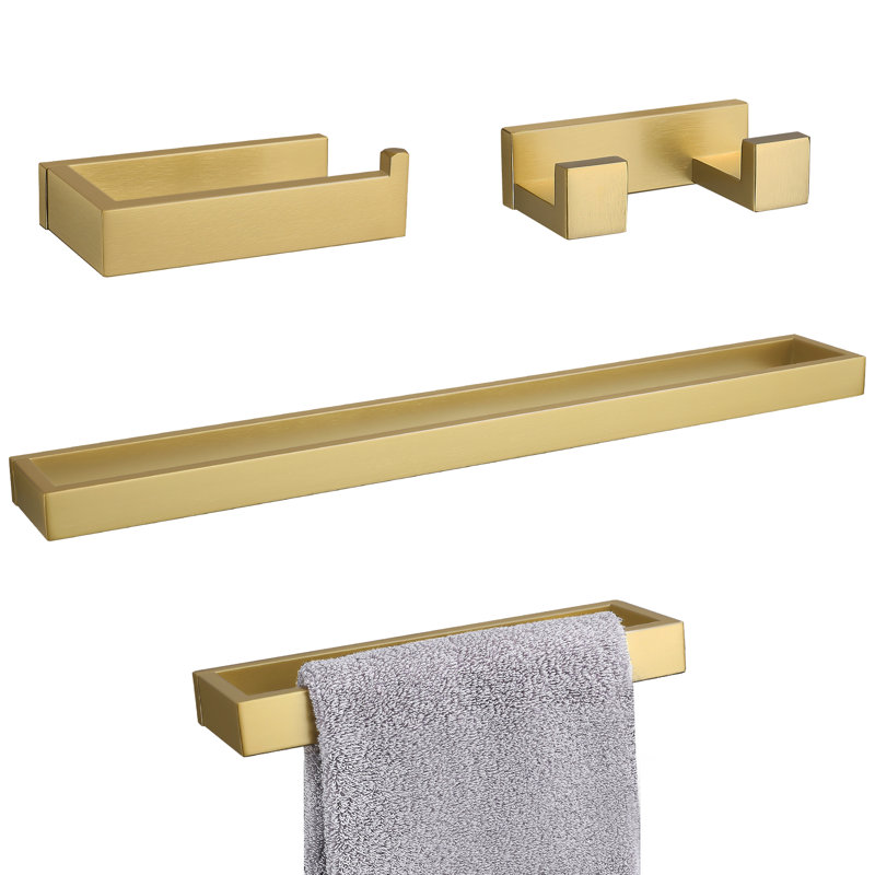 Bathroom Hardware Set (Set of 4), Brushed Gold