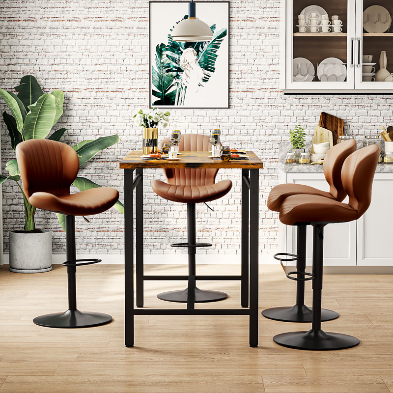 Halima Adjustable Bar Stools, Black, 4