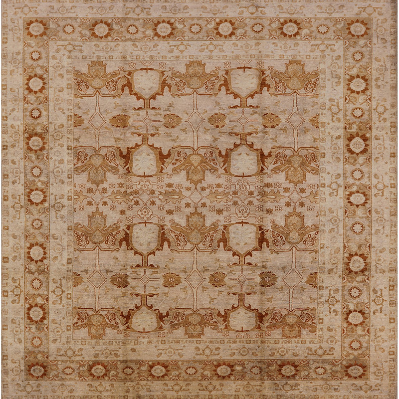 Tapis oriental oriental brun / beige, Carré 8 pi
