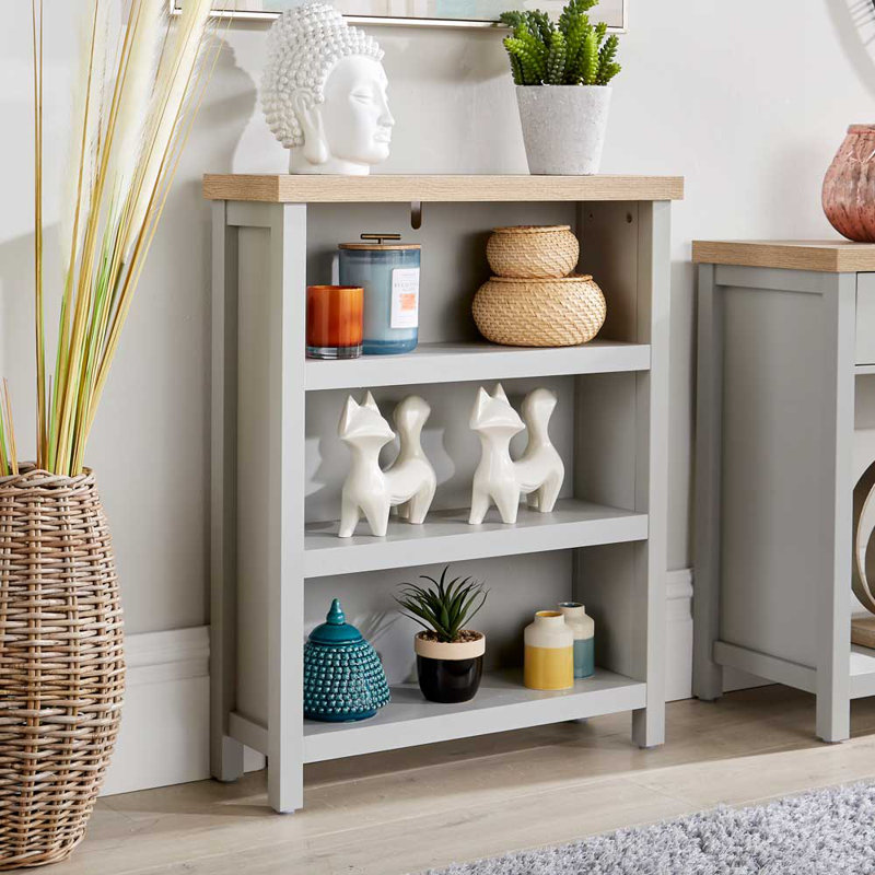 Rasco 3 Tier Bookcase Shelving 36mm Thick Top Unit, Grey, 87cm H x 70cm W x 22.5cm D