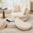 Oversized Swivel Barrel Chairs Round Accent Chair With Storage Ottoman And Removable Headrest-357438236
