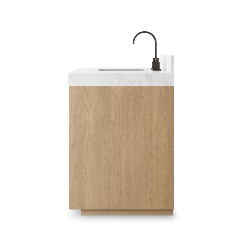 Everett Single Vanity-Satin Espresso Oak, Satin Light Wash Oak