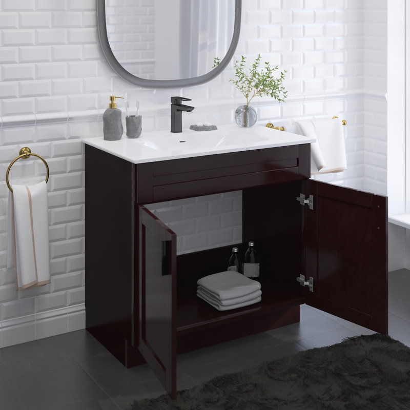 Base de meuble-lavabo simple 36 po en espresso Shaker