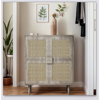 Armoire de rangement en maille 4 portes avec huit tablettes spacieuses, idéale pour le vestibule, le salon et le couloir