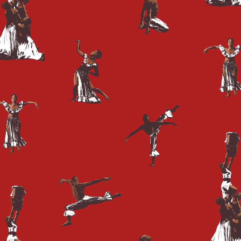 Haiti Folklore Wallpaper, Red 