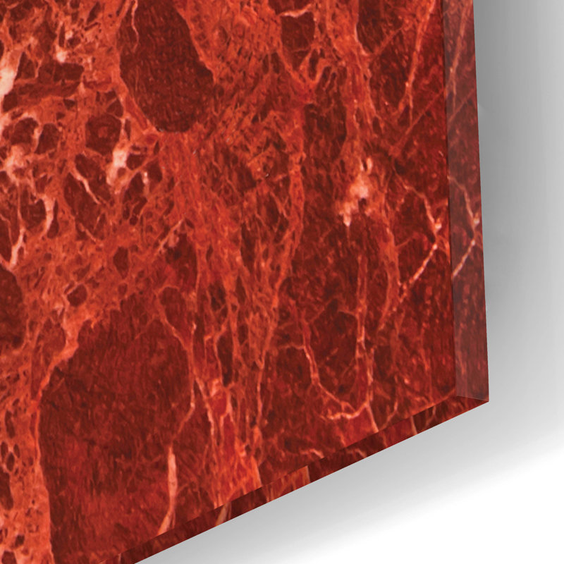 «Red Marble 03» par Typelike, art mural en verre acrylique, H 16 po x l 12 po x P 0,13 po