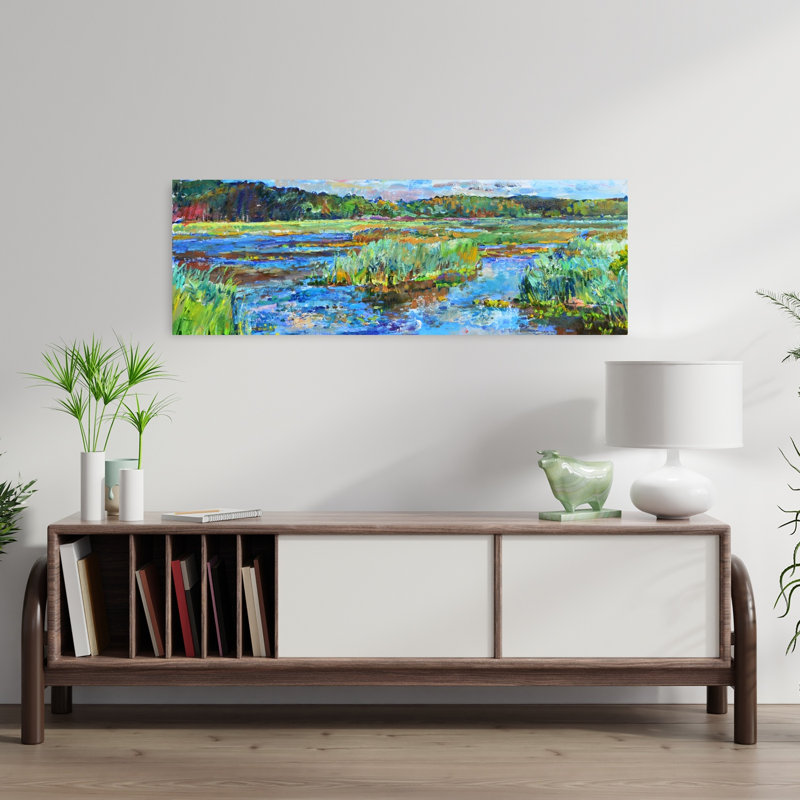«Vibrant Marsh Landscape Colorful Peaceful Serene Landscape Nature», art mural, H 36 po x l 12 po