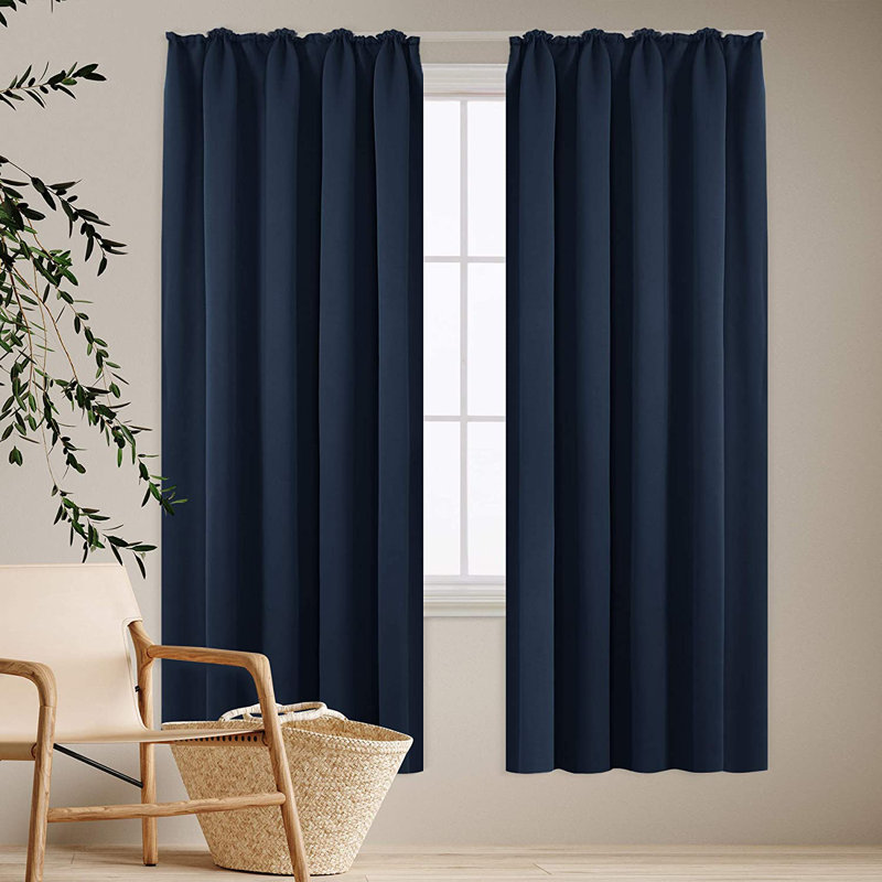 Deavin Blackout Curtain Pair, Width 140 x Drop 138cm, Royal Blue