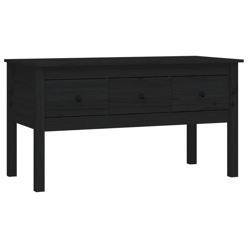 Kishea Solid Wood Coffee Table with Storage, Black