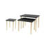 Ensemble de 3 tables d'appoint gigognes, tables d'appoint en bois massif noir et doré et panneau de fibres à densité moyenne