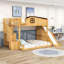 Lit superposé simple au-dessus de double avec glissade, escalier de rangement et garde-robe-1384180678