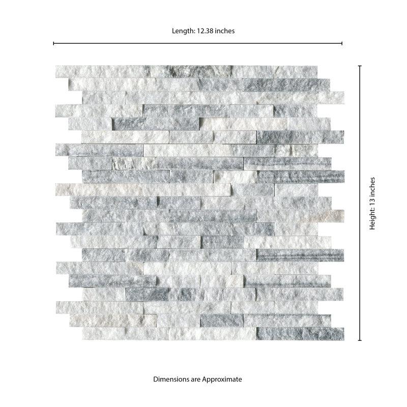 Hana Alloy 12 in. x 13 in. Splitface Marble Mosaic Floor and Wall Tile