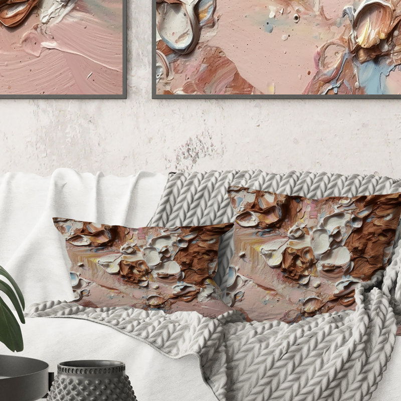 Terracotta Bliss Texture Abstract IV - Coussin décoratif avec peinture abstraite