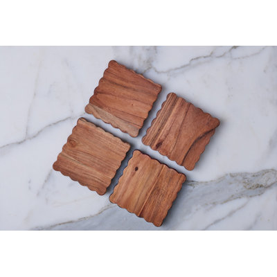Scalloped Wood Coasters, Square