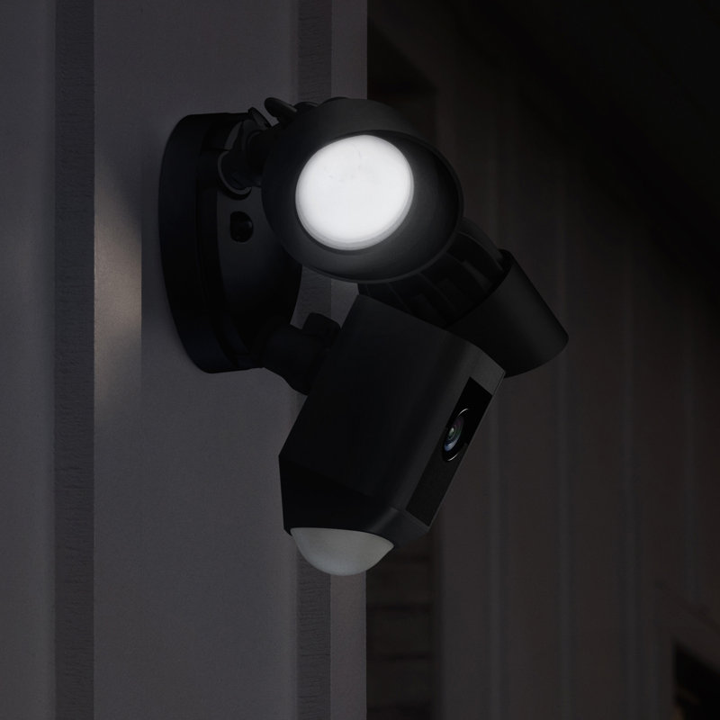 LED Hardwired Video Enabled Outdoor Security Flood Light with Motion Sensor, Black