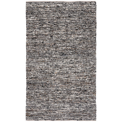Jeanann Flat Weave Wool/Cotton Rug in White/Black