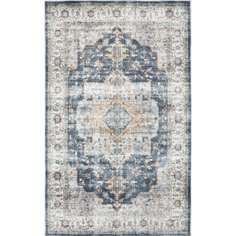 Tapis blanc délavé à la machine Whitley, Rectangulaire 8 pi x 10 pi