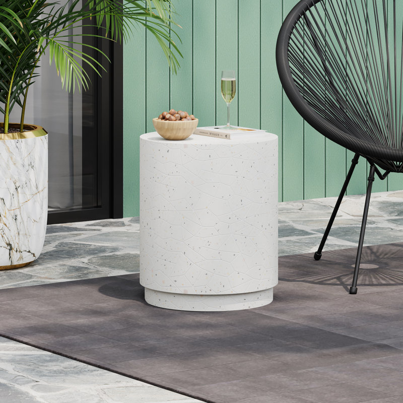 Owings Outdoor Lightweight Concrete Side Table