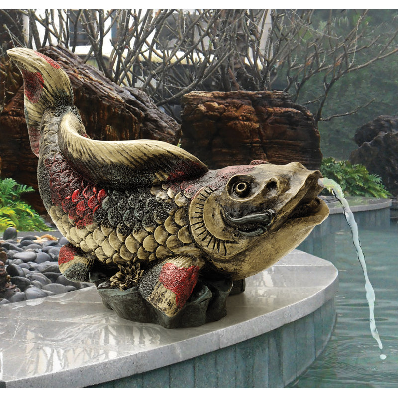 Showa Asian Koi Spitter Piped Statue