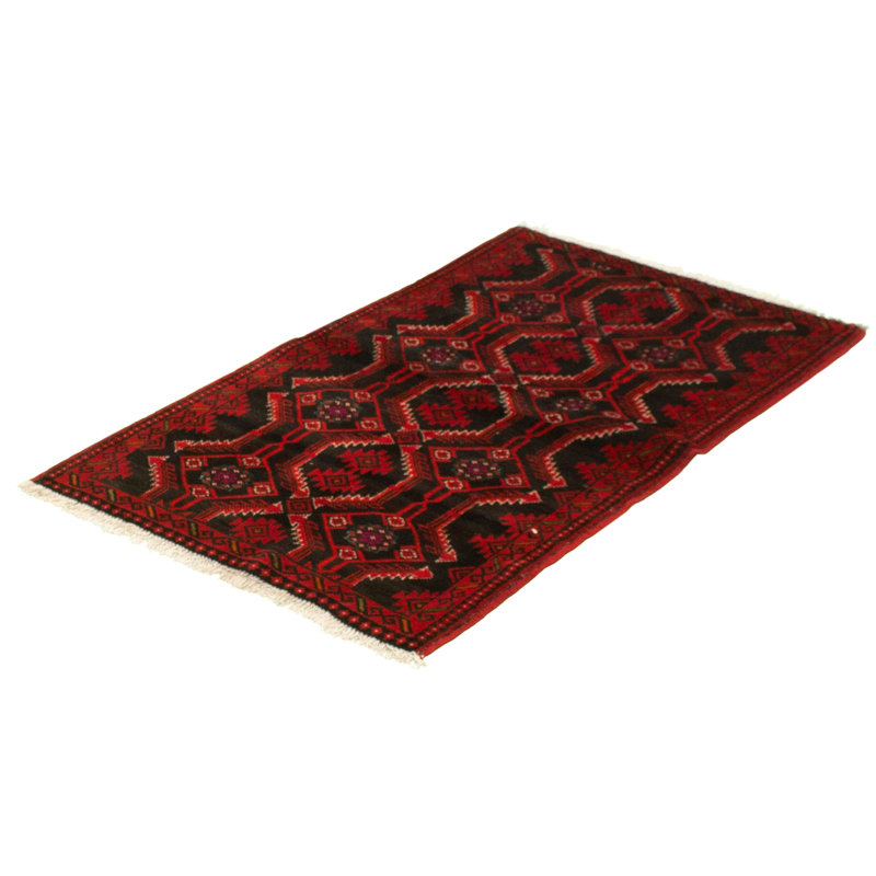Tapis décoratif en laine noué à la main de conception unique 3 pi 2 po x 5 pi 11 po Bo des années 1980