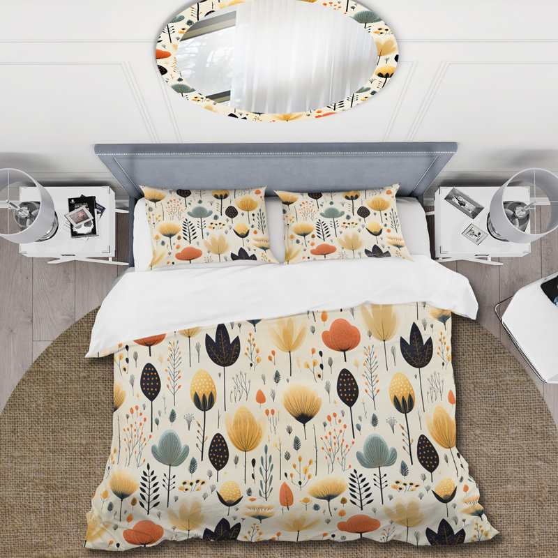 Ensemble de housse de couette à motif floral Nordic Simplicity, Housse de couette pour très grand lit et 2 très
