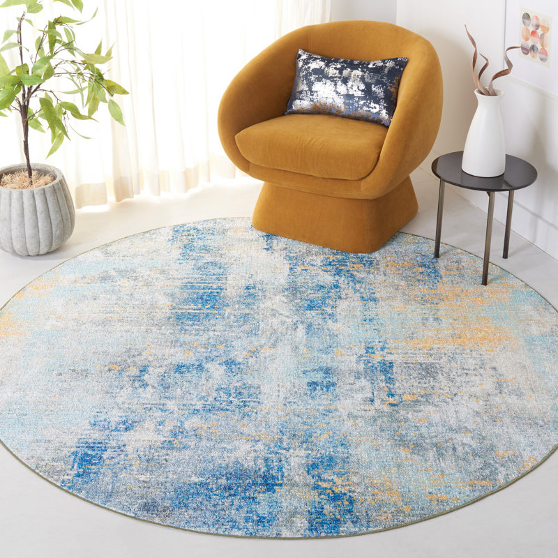 Sequoia Performance Machine Washable Abstract Rug, Round 6'7"