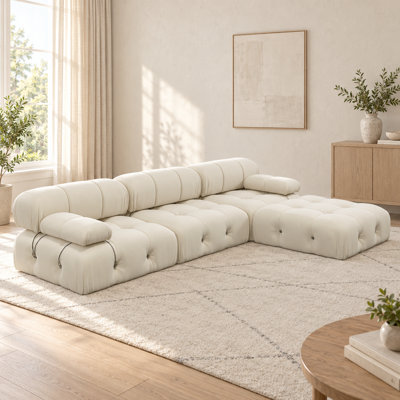 Canapé modulaire et chaise longue en velours réversible en L de 104 po avec repose-pieds Jesse