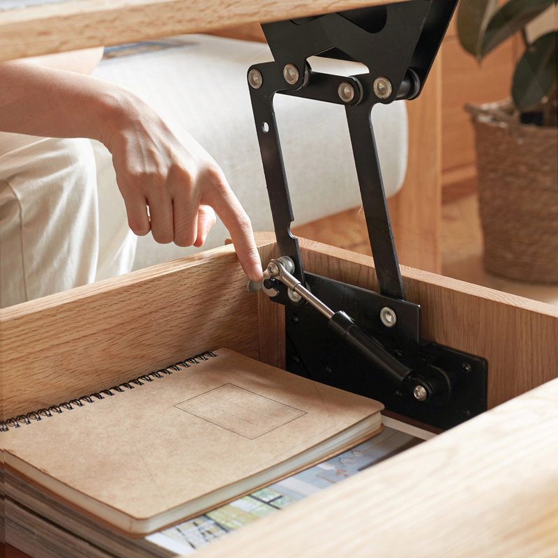 Table basse 100% chêne massif avec tablette de rangement, facile à assembler, 39.37, Bois naturel