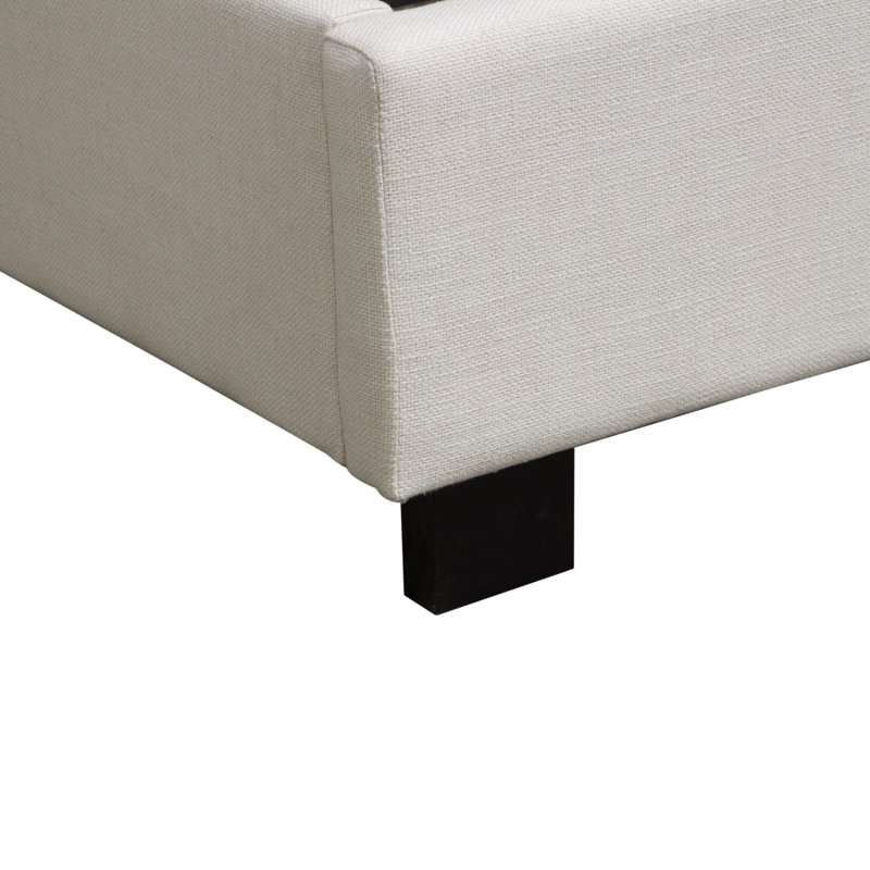 King Desert Sand Linen Tufted Upholstered Bed with Wingback
