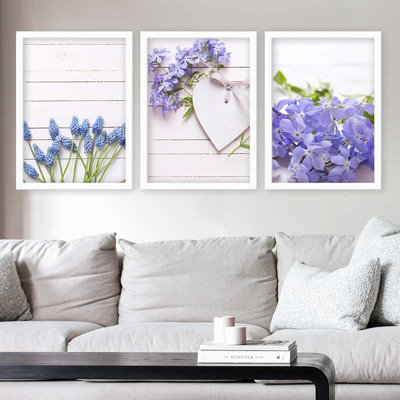 Ensemble de 3 peintures élégantes encadrées décoratives, 13,8 x 17,7 pouces chacune | 100% bois avec cadre 100% polystyrène (épaisseur: 0,8 pouce) | Impression numérique UV, parfaite pour le salon et la décoration intérieure