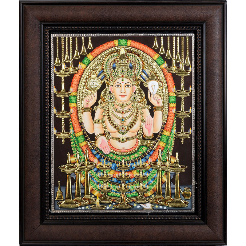 Chottanikkara Devi (peinture encadrée) | Couleurs traditionnelles avec or 24 carats